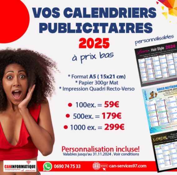 CALENDRIERS 2025 GUADELOUPE